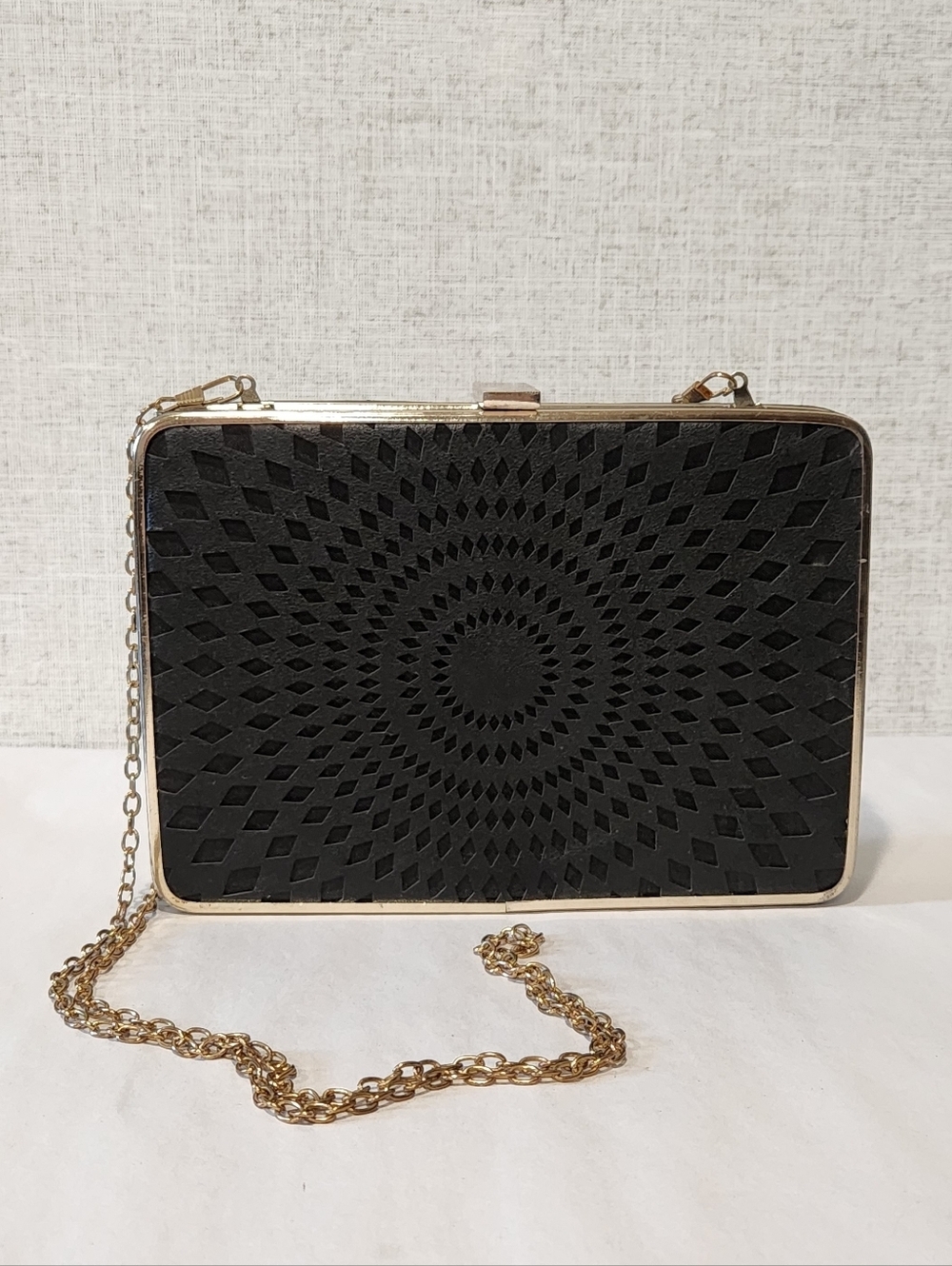 Cara New York Black Geometric Textured Clutch Crossbody - Picture 4 of 14